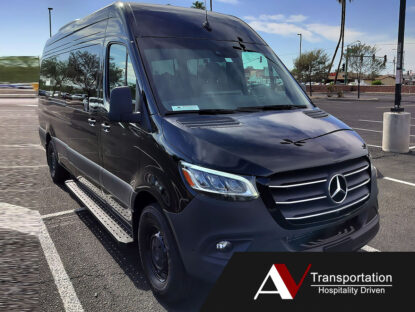 14 Passenger Sprinter Shuttle - Front Left Angle View
