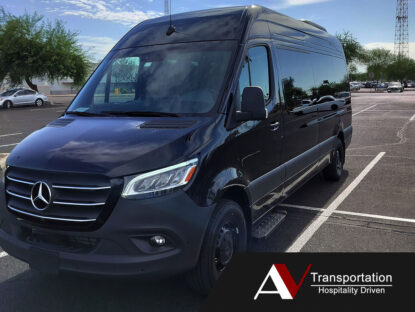 14 Passenger Sprinter Van Front Right View