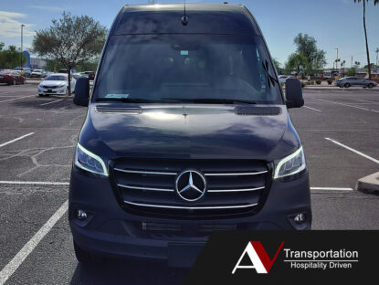 Front View of our New, 14 Passenger Sprinter