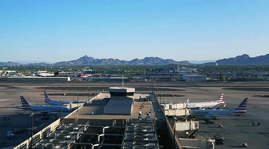 Morning view of the valley of the sun taken from Sky Harbor Airport.